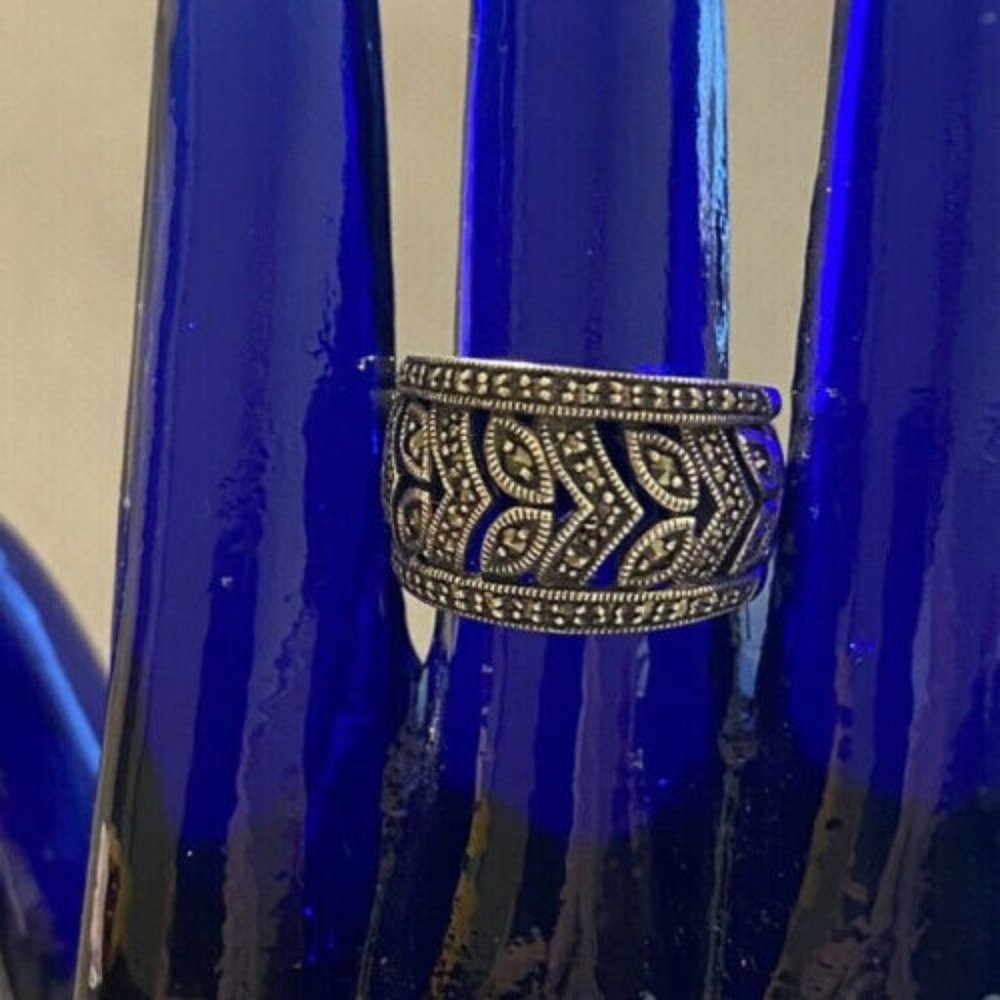 Vintage Marcasite Sterling Silver Ring - Marked ACI